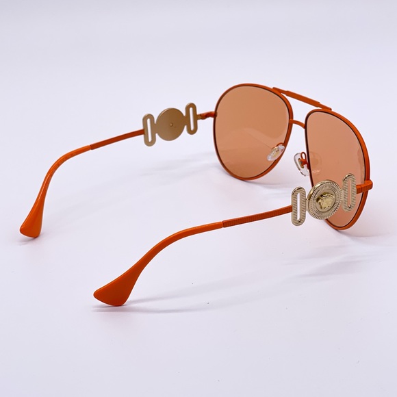 NEW VERSACE VE2249 1485/74 AVIATOR SUNGLASSES VERSACE MOD 2249 ORANGE AVIATOR - Picture 9 of 15